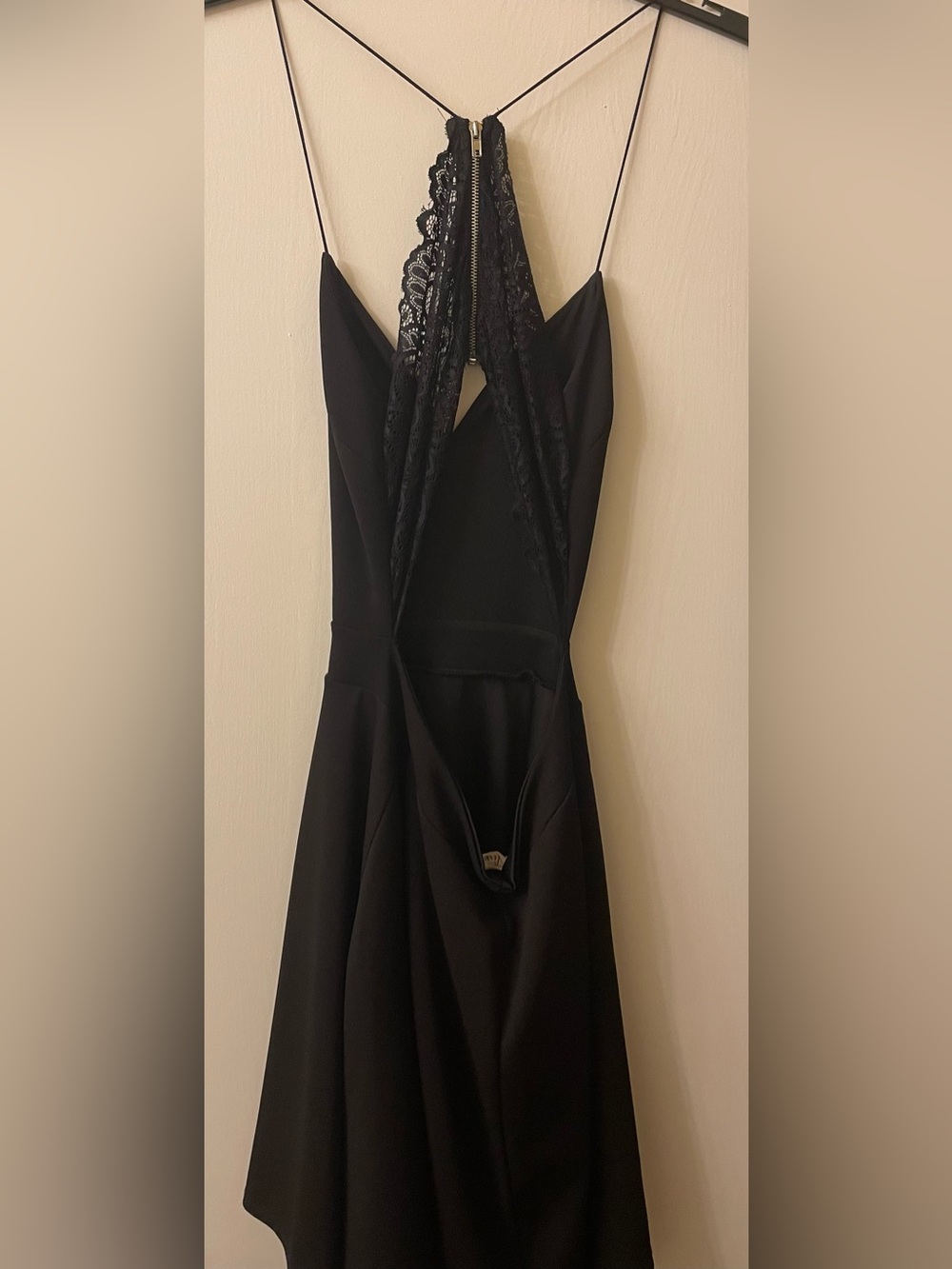 Backless Black Lace-Detail Slip Dress